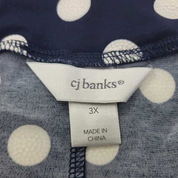 CJ Banks Navy White Polka Dot Midi A-Line Skirt Women's Plus 3X - Picture 3 of 5